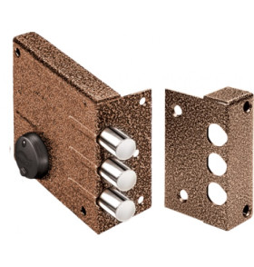 Замок накладной сувальдный Кремень 1.04.62.КМА (медный антик), 5 кл.