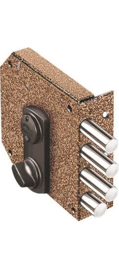 Замок накладной сувальдный с задвижкой Базальт 1.05.59.МА (медный антик), 5 кл. /32780/ | Сталь, 14 мм