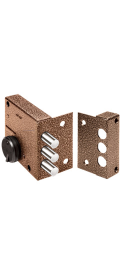 Замок накладной сувальдный Кремень 1.04.51.МА (медный антик), дл. ключ | Сталь, 12 мм