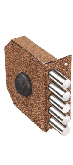 Замок накладной Гранит 1.06.51.КМА никель, сув., 5 риг., зап. коробка, медный антик / 07340/ | Сталь, 18 мм