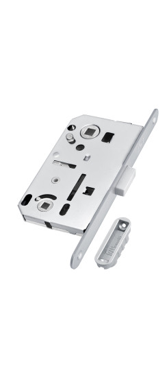 Замок межкомнатный магнитный под WC B-FORTY N62 с отв. пл. F45 (матовый хром), планка 190 мм | Магнитная защелка, 8 мм