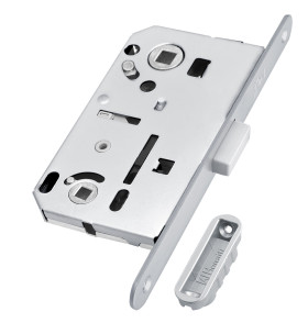 Замок межкомнатный магнитный под WC B-FORTY N62 с отв. пл. F45 (матовый хром), планка 190 мм