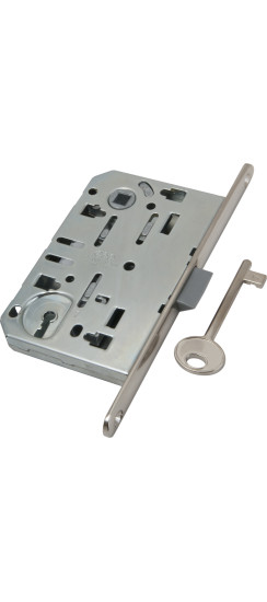 B01101.50.06 Корпус врезного замка под ключ (никель) MEDIANA EVOLUTION | Пластиковая защелка, 8 мм