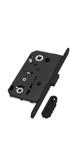 Замок межкомнатный магнитный под WC B-FORTY N62 с отв. пл. F45 (черный), планка 190 мм | Магнитная защелка, 8 мм