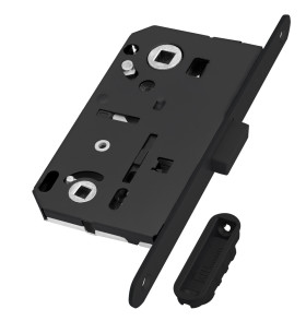 Замок межкомнатный магнитный под WC B-FORTY N62 с отв. пл. F45 (черный), планка 190 мм