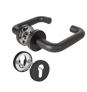 Комплект дверных ручек с накладками под цилиндр FR.DH57.0219 NE (DH-0219 NE) 9x140 мм, BL-24 черный