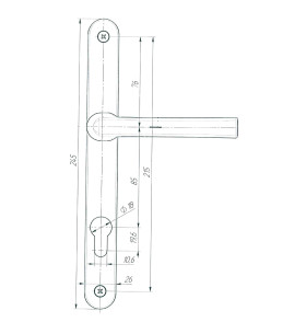 Ручка дверная на планке РФ1-85.25 (85 мм) черный матовый