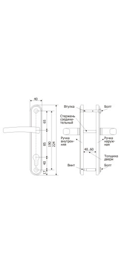 Ручка дверная 4132 Вега (черный муар) /124:1:54(9005)/ | Алюминий, М6 120х25