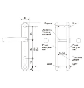 Ручка дверная 4132 Вега (черный муар) /124:1:54(9005)/
