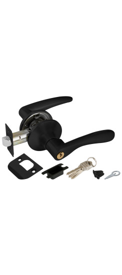 Ручка защелка DK620 BL-ET (6020 BL-E) (кл./фик.) черный | ZAMAK/Сталь