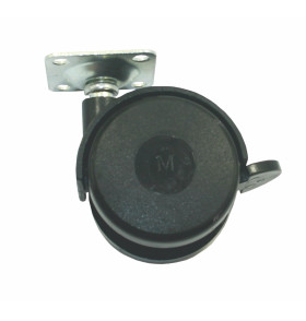 Опора колесная с площадкой, d=50, h=65 с фиксатором, пластмасса черная