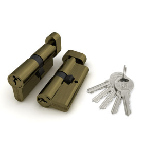 Цилиндровый механизм (100 ZM/70) 1000ZMKnob70(30+10+30) AB бронза 5Key с вертушкой