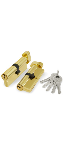 Цилиндровый механизм (100 ZM/60) 1000ZMKnob60(25+10+25) PB латунь 5Key с вертушкой | ZAMAK, 60 мм (25+10+25)