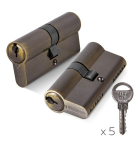 Цилиндровый механизм (100 ZA/70) 1000ZAKey70(30+10+30) AB бронза 5Key