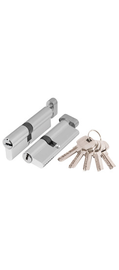 Цилиндровый механизм (AX202/60) AX2002Knob60 (25+10+25) CP хром с вертушкой | Алюминий, 60 мм (25+10+25)