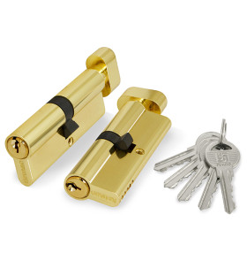 Цилиндровый механизм (100 ZM/80) 1000ZMKnob80(35+10+35) PB латунь 5Key с вертушкой