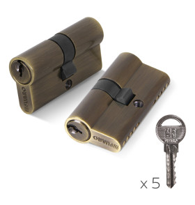 Цилиндровый механизм (100 ZA/60) 1000ZAKey60(25+10+25) AB бронза 5Key