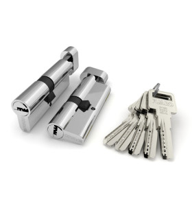 Цилиндровый механизм (R602/80) R6002Knob80(35+10+35) CP хром 5Key с вертушкой