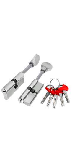 Цилиндровый механизм (D-PRO507/100) D-PRO5007Tang100(65+10+25) CP хром 5Key со штоком | ZAMAK, 100 мм (65+10+25)