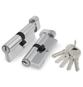 Цилиндровый механизм (100 ZM/60) 1000ZMKnob60(25+10+25) CP хром 5Key с вертушкой
