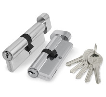 Цилиндровый механизм (100 ZM/70) 1000ZMKnob70(30+10+30) CP хром 5Key с вертушкой