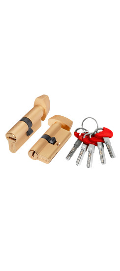 Цилиндровый механизм (D-PRO502/70) D-PRO5002KnobRL70(30+10+30) SSG-39 сатинированное золото 5Key | ZAMAK