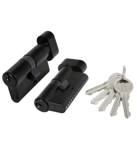 Цилиндровый механизм (100 ZM/70) 1000ZMKnob70(30+10+30) BL черный, 5 кл. с вертушкой