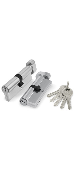 Цилиндровый механизм (100 ZM/80) 1000ZMKnob80(30+10+40) CP хром 5Key с вертушкой | ZAMAK, 80 мм (30+10+40)