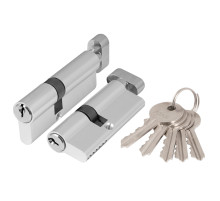 Цилиндровый механизм (AX102/80) AX1002Knob80 (35+10+35) CP хром с вертушкой