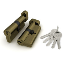 Цилиндровый механизм (100 ZM/60) 1000ZMKnob60(25+10+25) AB бронза 5Key с вертушкой