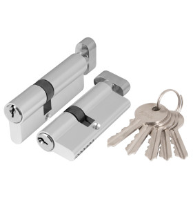 Цилиндровый механизм (AX102/60) AX1002Knob60 (25+10+25) CP хром с вертушкой