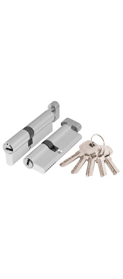 Цилиндровый механизм (AX202/80) AX2002Knob80 (40+10+30) CP хром с вертушкой | Алюминий, 80 мм (40+10+30)