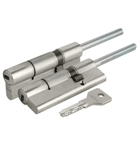 Цилиндровый механизм под вертушку (дл. шток) Cisa ASIX OE307-87.12 (90 мм/55+10+25), НИКЕЛЬ