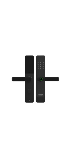 Замок врезной электронный к с ручкой Hogo P02 полуавтомат с отпечатком пальца, черный | Сталь