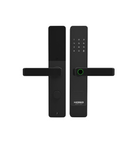 Замок врезной электронный к с ручкой Hogo P02 полуавтомат с отпечатком пальца, черный