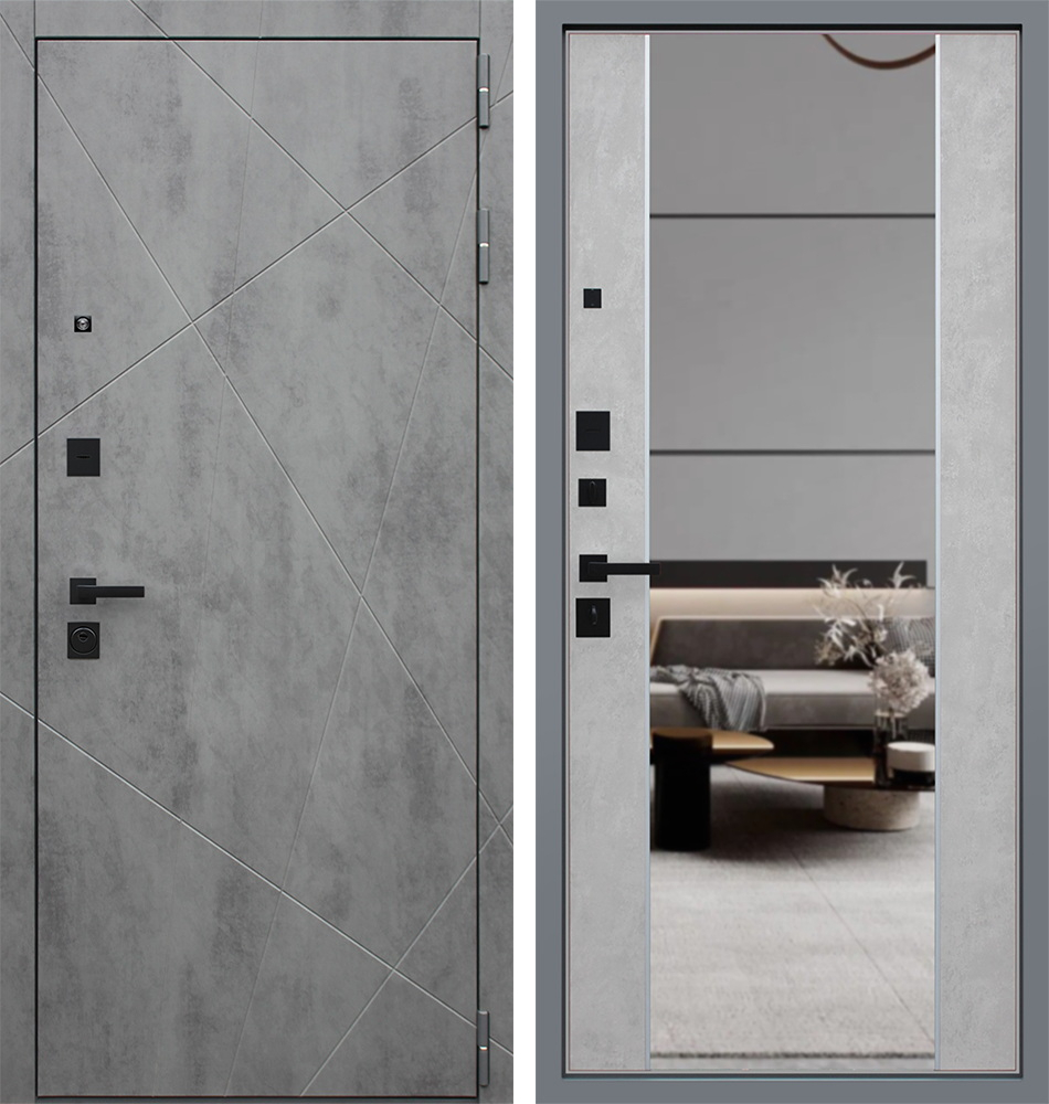 Стальная дверь "Дуэт Б" с зеркалом | Порошковое покрытие 