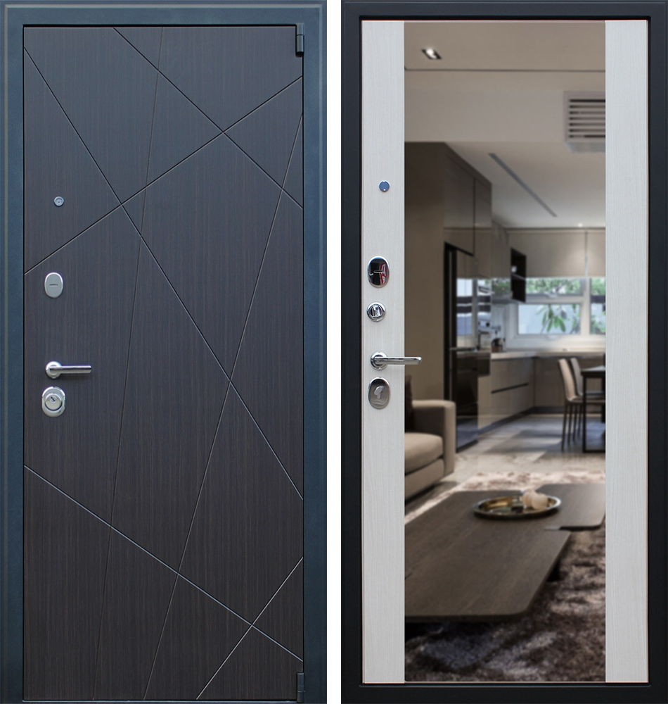 Стальная дверь "Вектор" с зеркалом | Порошковое покрытие 