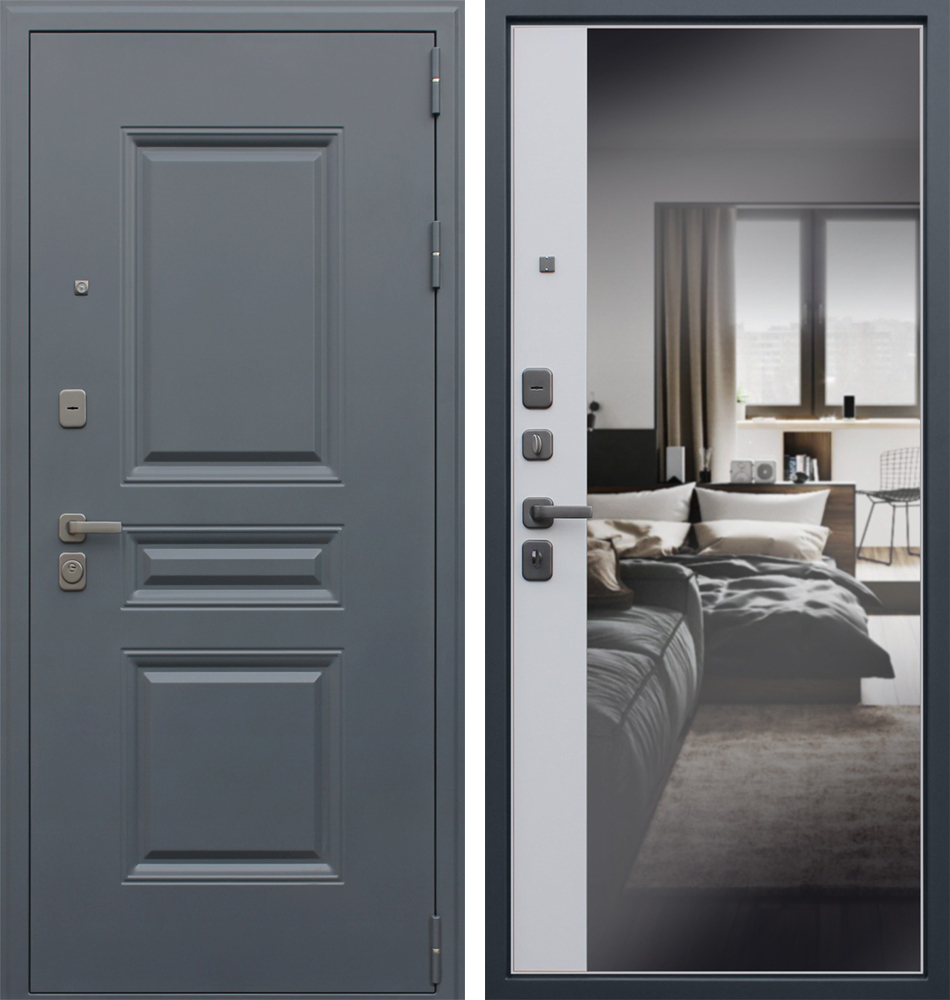 Стальная дверь "Барселона" с зеркалом | Порошковое покрытие 