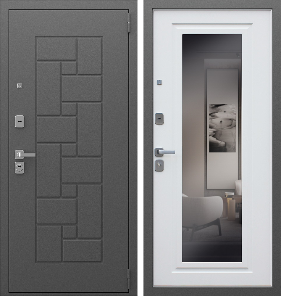 Стальная дверь "Арсенал" с зеркалом | Порошковое покрытие 