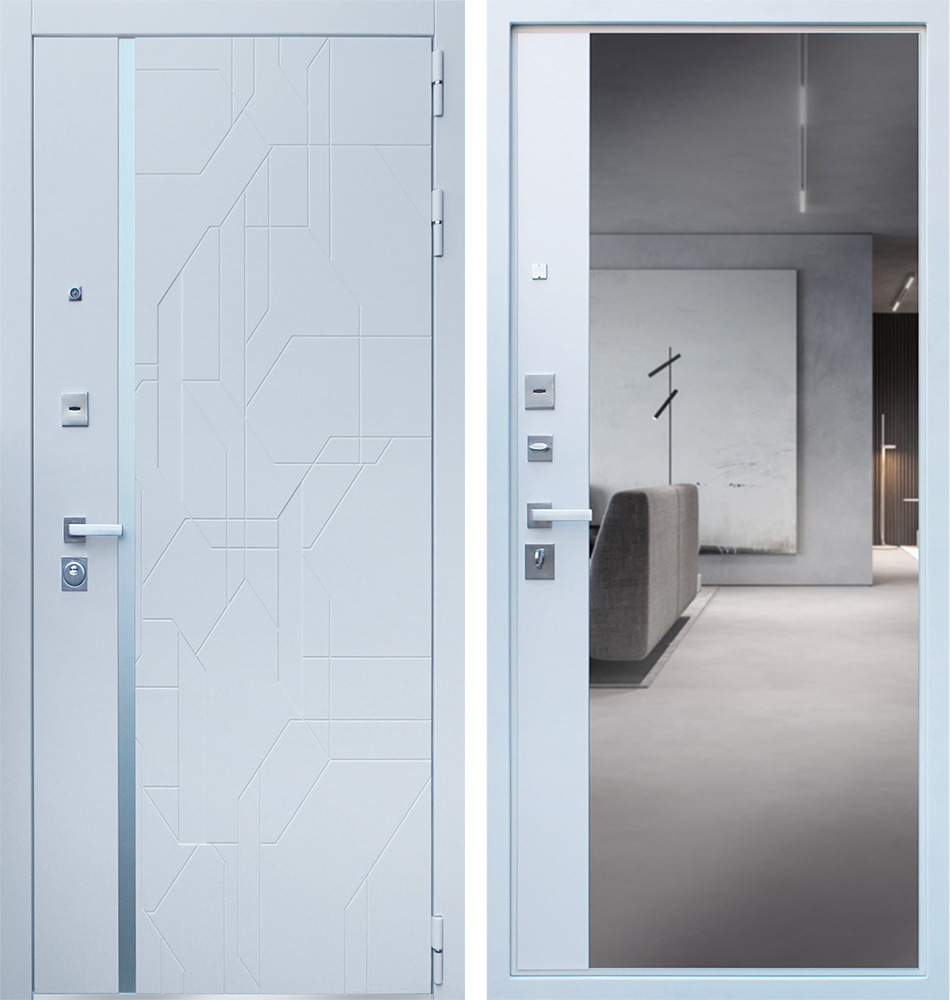 Стальная дверь "Эверест" с зеркалом | Порошковое покрытие 