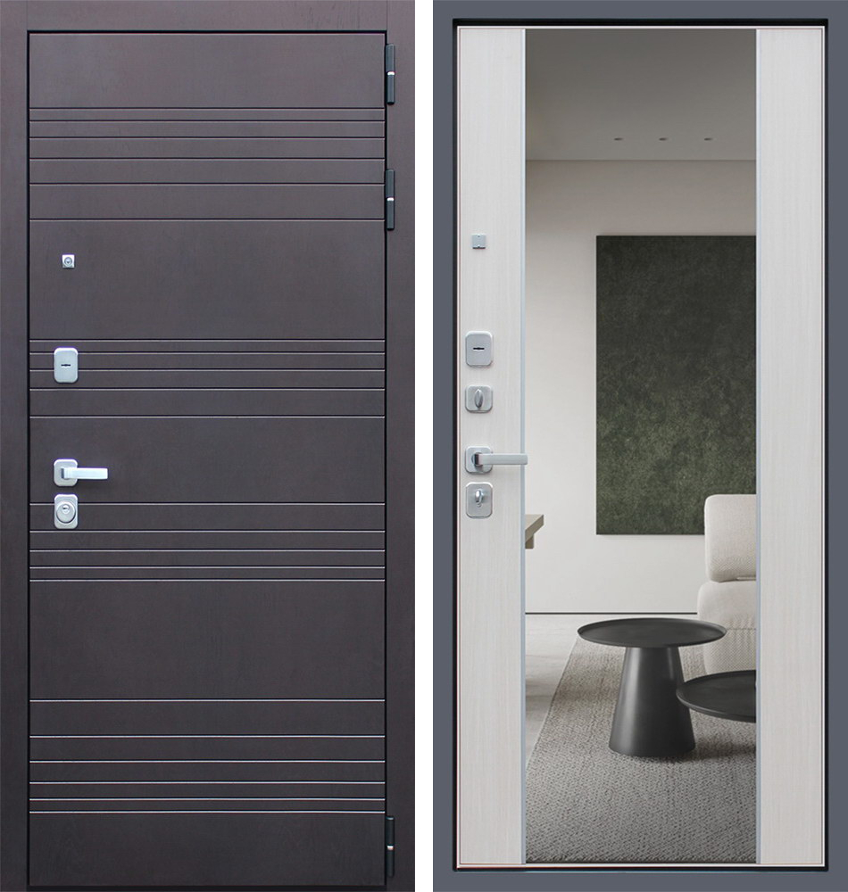 Стальная дверь "Дуэт" с зеркалом | Порошковое покрытие 