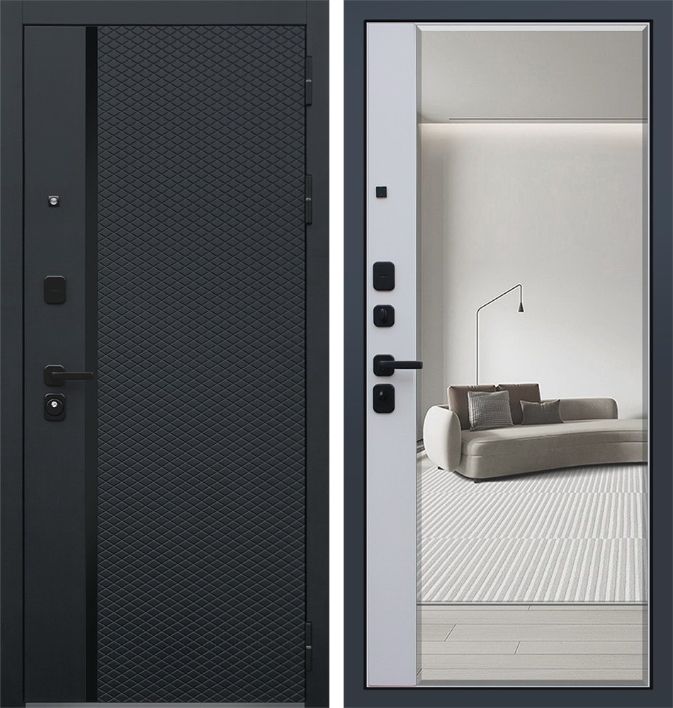 Стальная дверь "Ньюкасл" с зеркалом | Порошковое покрытие 