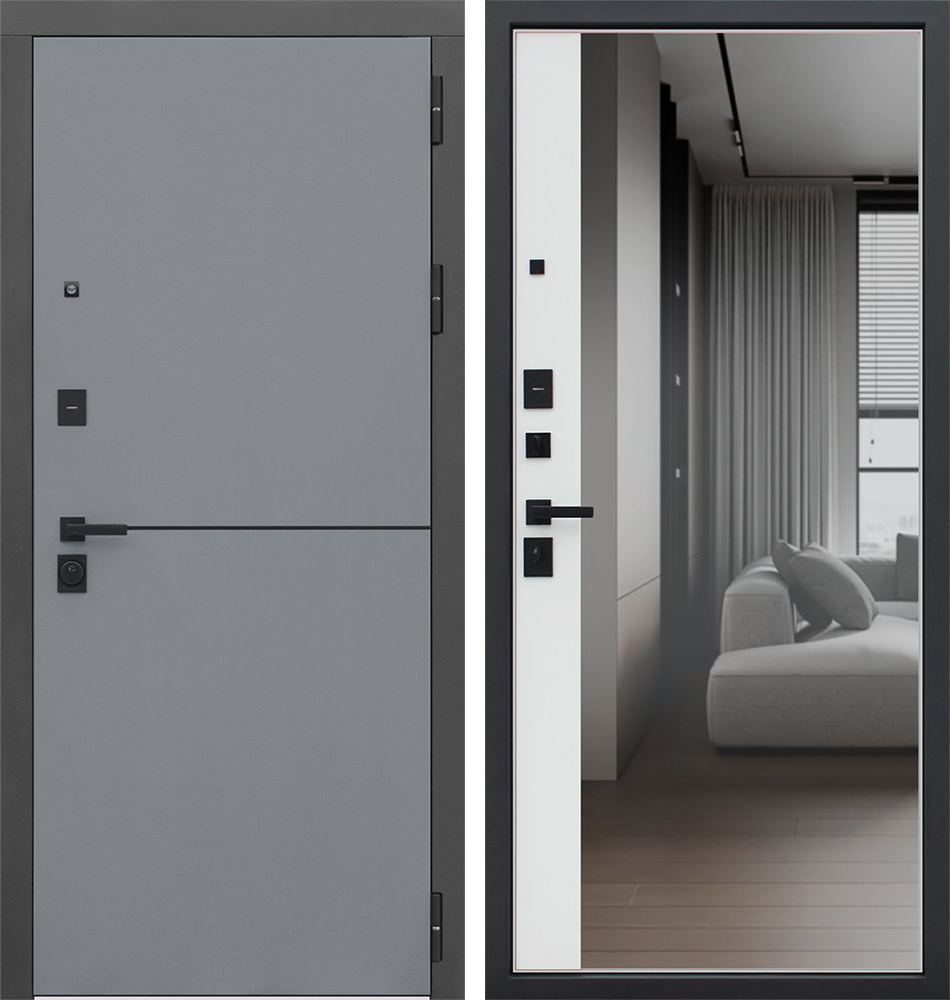 Стальная дверь "Бриг с зеркалом" | Порошковое покрытие 