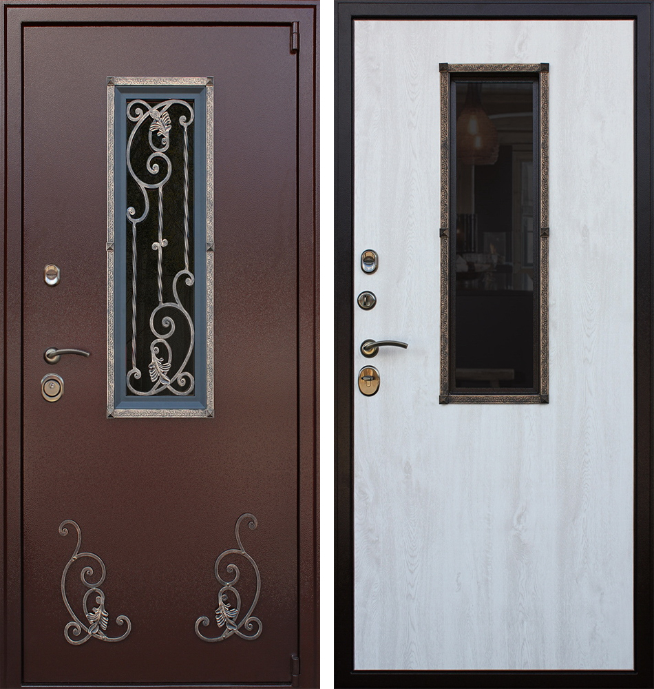 Стальная дверь «Престиж». С окном и ковкой. Заказная модель. | Два слоя покрытия: первый слой - цинкогрунт, второй слой - порошковое покрытие. 
