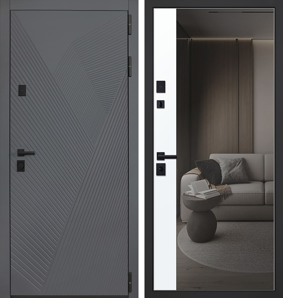 Стальная дверь "Бастион" с зеркалом. Заказная модель. | Порошковое покрытие 