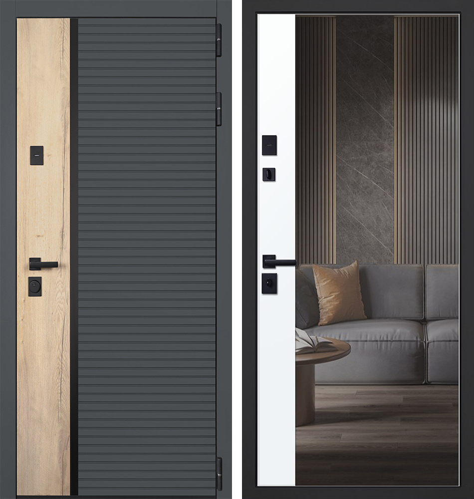 Стальная дверь "Авангард" с зеркалом