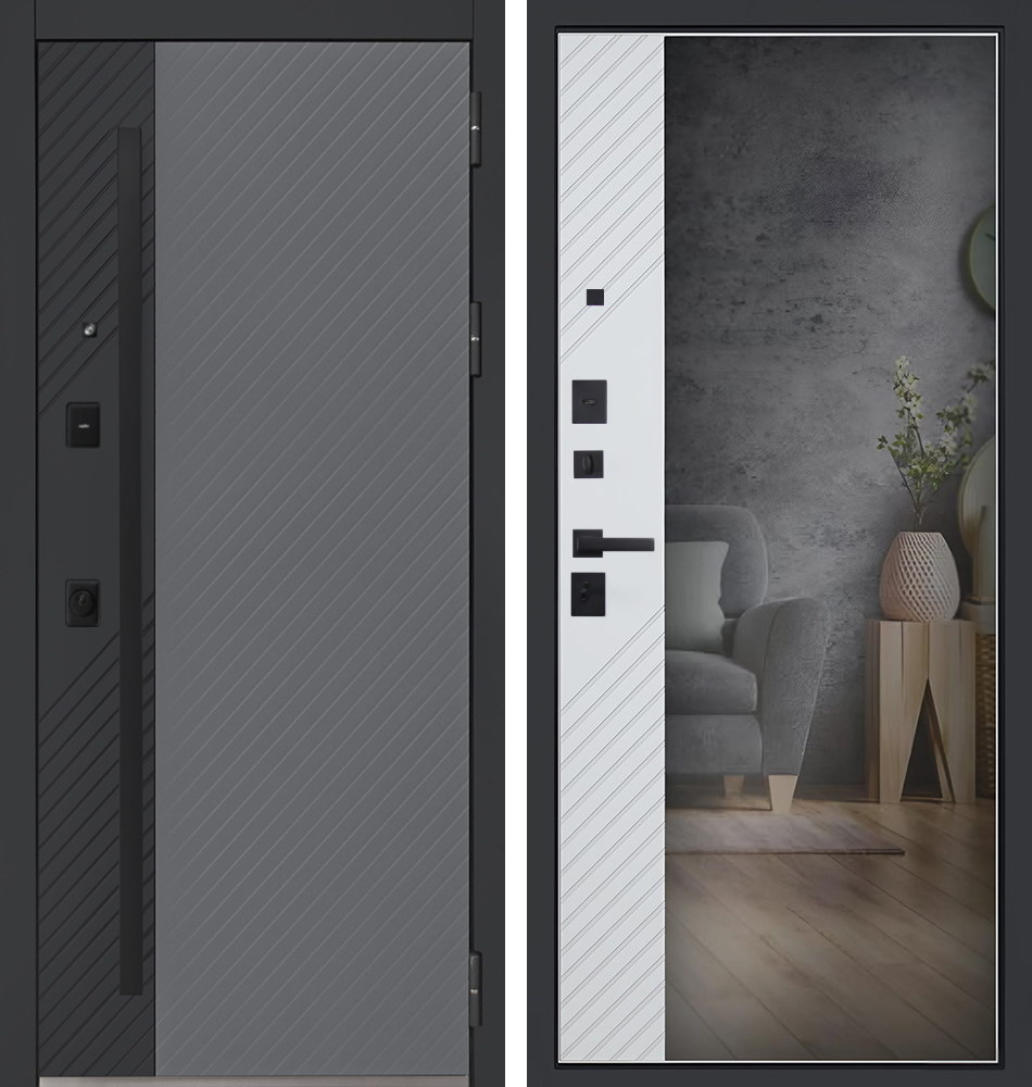 Стальная дверь "Агава" с зеркалом. Заказная модель. | Порошковое покрытие 