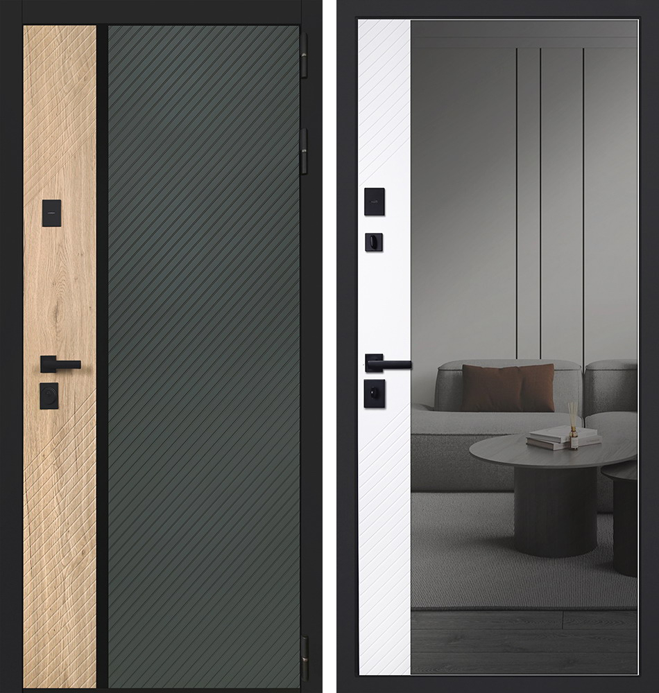 Стальная дверь "Эдинбург" с зеркалом (адаптивная замковая часть)