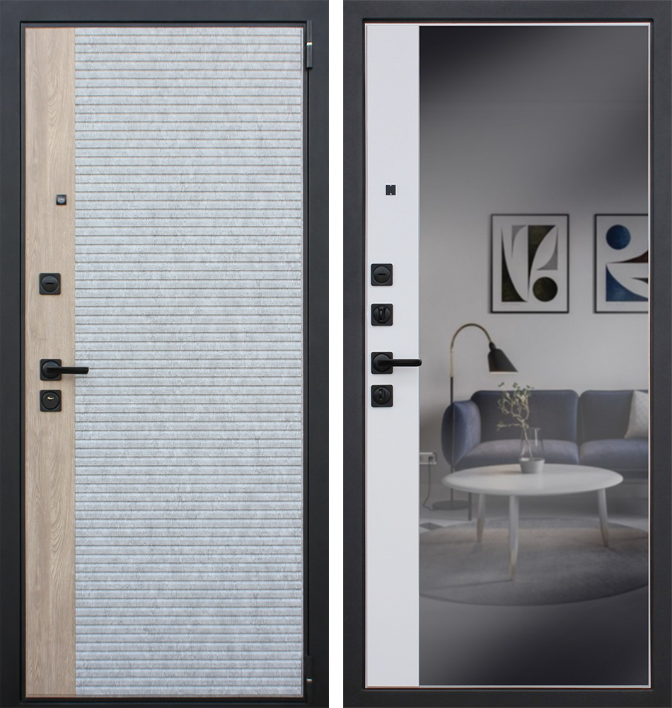 Стальная дверь "Дельта" с зеркалом. Заказная модель. | Порошковое покрытие 