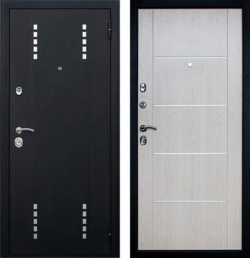 Стальная дверь "Агата 1". Заказная модель. | Муар черный, 2050х870; 2050х970правое и левое открывание